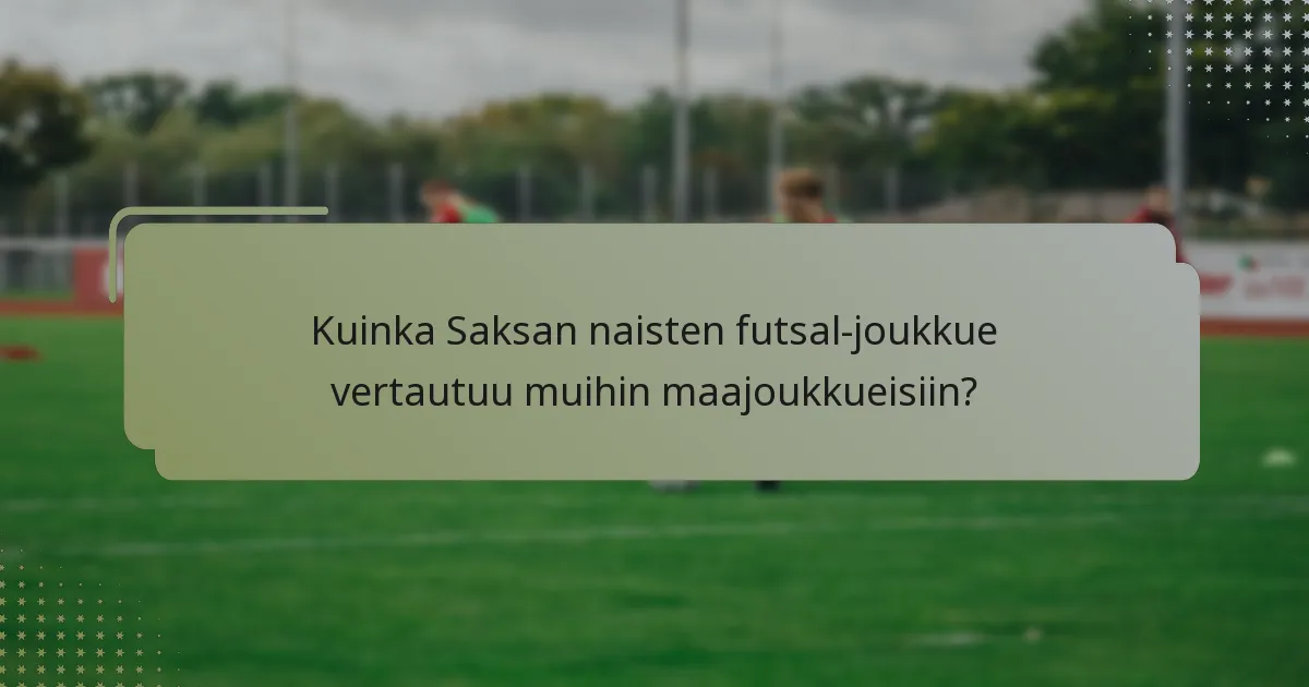 Kuinka Saksan naisten futsal-joukkue vertautuu muihin maajoukkueisiin?