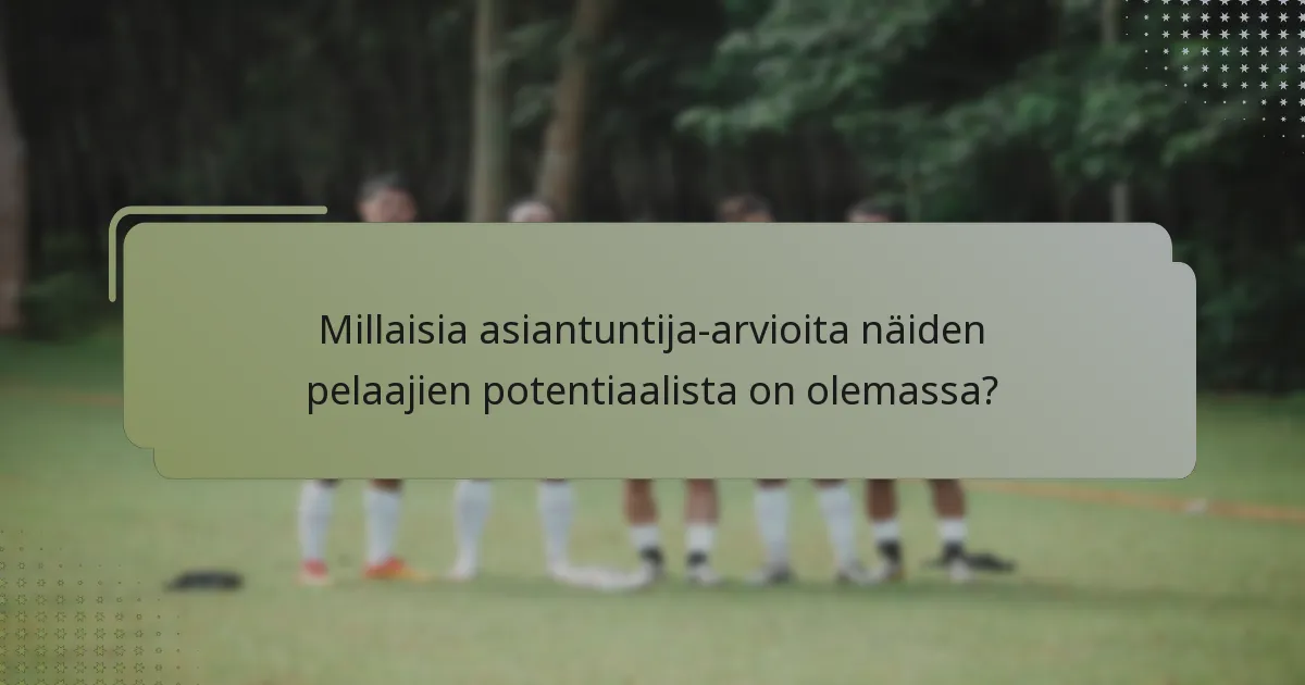 Millaisia asiantuntija-arvioita näiden pelaajien potentiaalista on olemassa?